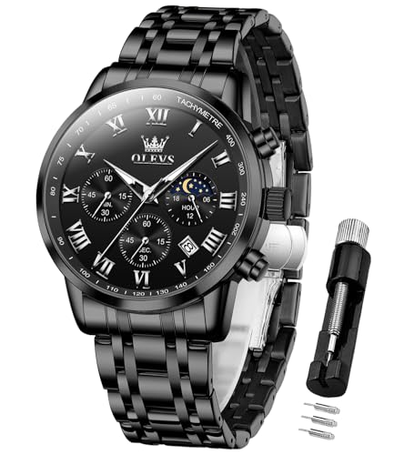 Image of OLEVS Watch for Men Original Analog Quartz Chronograph Luxury Dress Stainless Steel Chain Waterproof Luminous Men's Wrist Watch Date