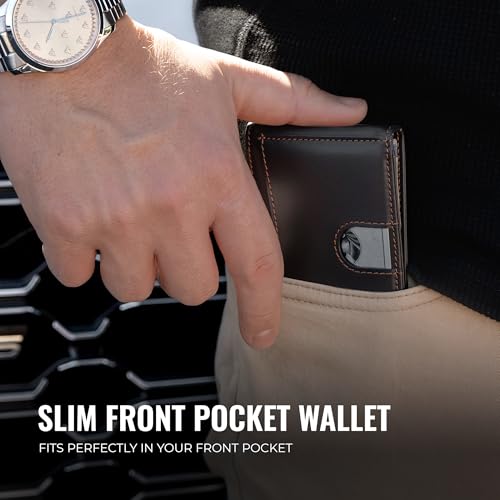 Kingly Cash Clip Slim Leather Wallet for Men with RFID Blocking & Money Clip - Minimalist Front Pocket Bifold Wallet Holds 12 Cards - Secure Card Holder with Easy Access Pull Tab3
