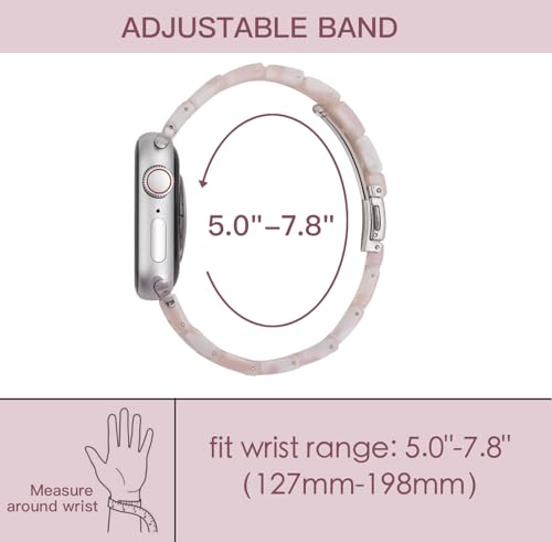 CRIS-BAND Compatible with Resin Apple Watch Bands Series 7/8/9/10/11 46mm 45mm 44mm 42mm for Women,Fancy Strap for iWatch Ultra 3/2 49mm Series 6/5/4/3/2/1/SE3 Slim Light Bracelet Wristband