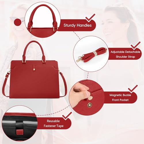 Laptop Tote Bag for Women 15.6 Inch Waterproof Leather Computer Bags Large Capacity Business Office Work Briefcase3