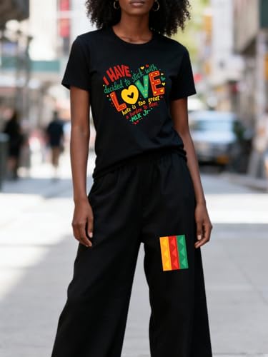 Image of Black History Pajamas, Graphic Matching Sets for Women, Magic Afro American Natural Hair Vintage Melanin T-Shirts and Pants