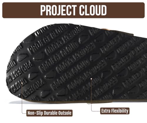 Image of Project Cloud 100% Genuine Leather Clogs for Women Shoes - Memory Foam Insole, Non-Slip & Natural Cork Footbed Arch Support Big Buckle Womens Clogs and Mules Footwear (Manchester)