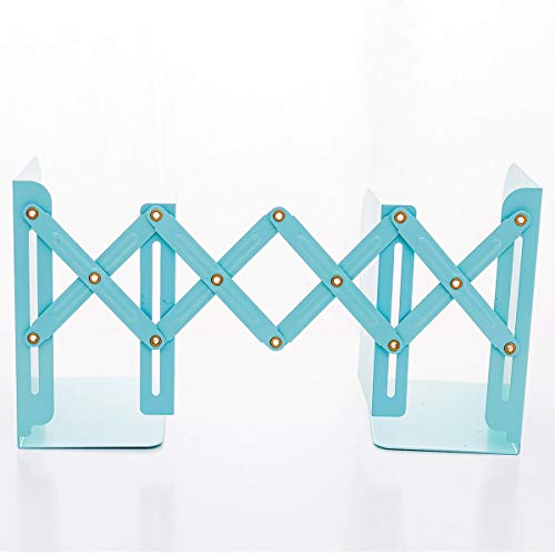 Citmage Adjustable Bookend Metal Dinosaur Pattern Bookends Non-Skid Heavy Duty Book Holder Stand Hold Books,Magazines,Cookbooks(5.7''x3.9''x7.4'')(Blue)