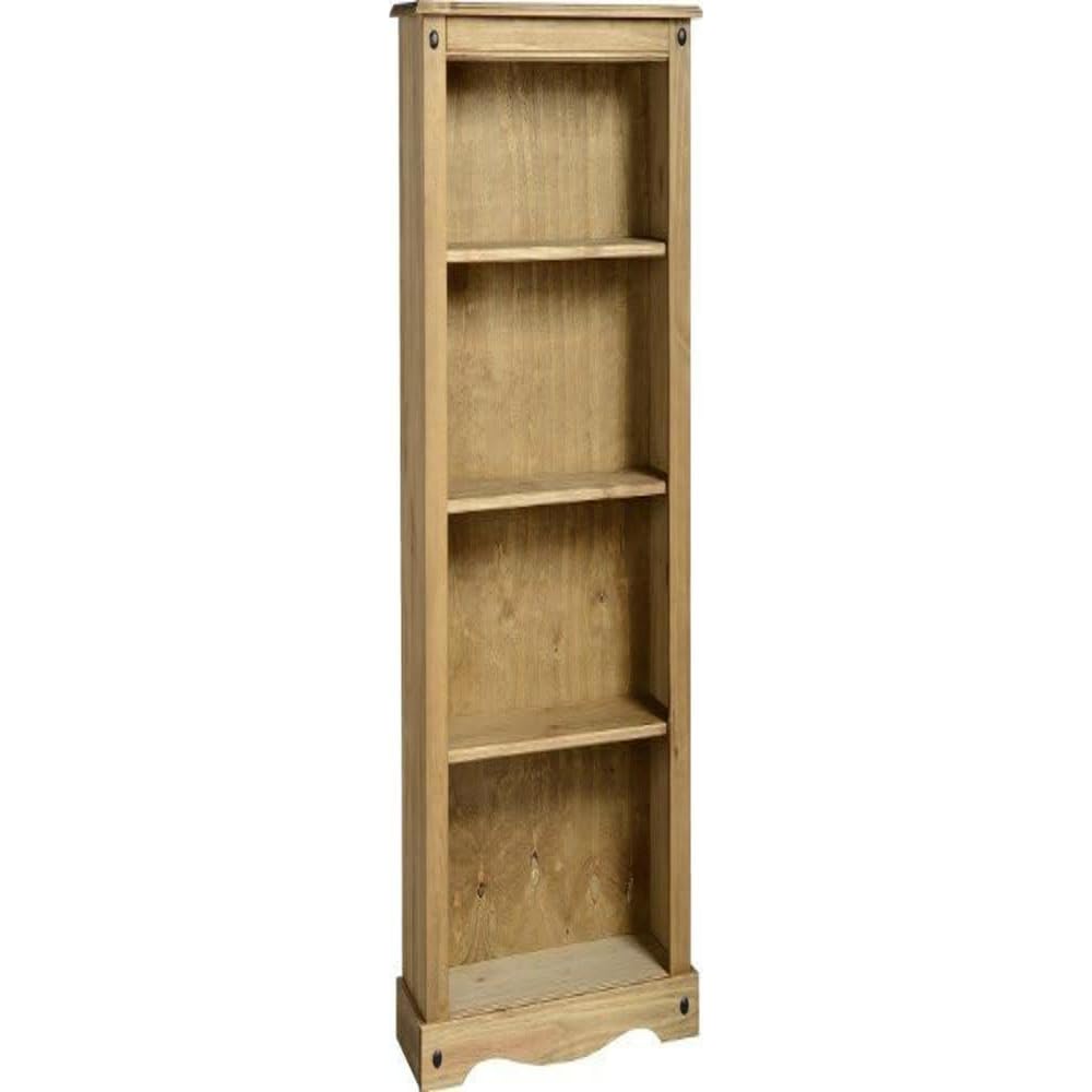 Seconique Corona Medium Bookcase - Solid Pine - Distressed Waxed Pine Finish - Rustic Style