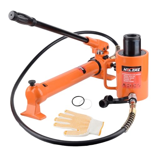 Image of HZLZRZ 20 Ton Hydraulic Cylinder Jack Porta Power Ram 2 inch Stroke, CP-700B Manual Hydraulic Hand Pump, Hollow Single Acting Lifting Cylinders for Machinery Shipbuilding