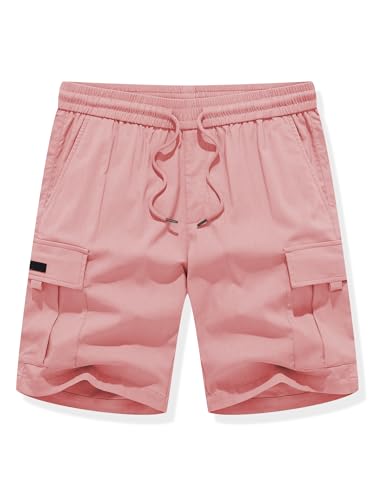 Image of JMIERR Men's Casual Stretch Cargo Shorts | Drawstring Elastic Waist, Multi Pockets, Summer Work Short, Classic