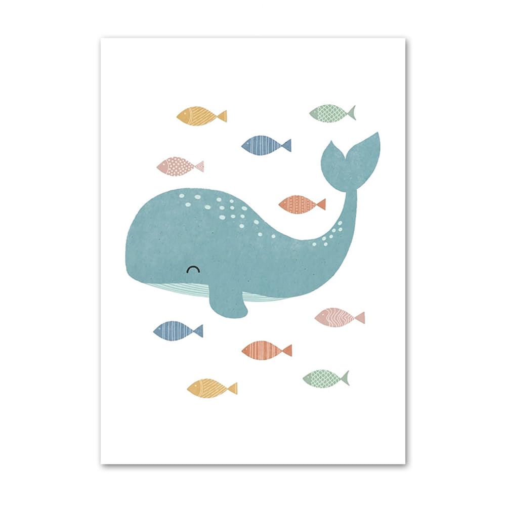 3 Affiche Animaux Marin Enfant 30X40CM Poster Enfant Lune Soleil Baleine Tableau Decoration Murale Chambre Bebe Garcon Toile Bebe Affiche Chambre Bebe Bleu Cadeau sans Cadre (BOGC143)