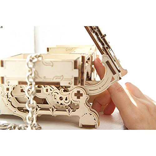 UGEARS Schatulle 3D Modellbausatz Holztruhe-3D Holzbausatz Schatzkiste-3D Puzzle Erwachsene Box (Antik-Schatulle) – Bild 5