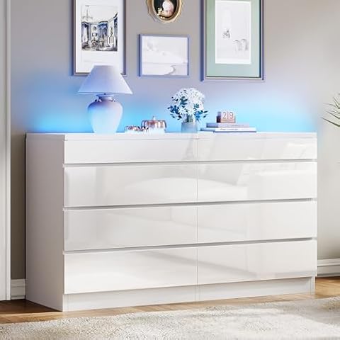 DWVO 8 Drawer Dresser with LED Cover