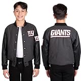Ultra Game NFL Boys Classic Baseball Varsity Jacket, Charcoal, 10-12
