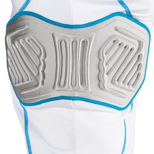 CHAMPRO Football Padded Compression Shirt Bull Rush-Camiseta de compresión de fútbol con Sistema de amortiguación Integrado, Blanco, Gris, S para Hombre