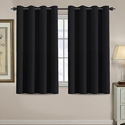 Image of H.VERSAILTEX Blackout Curtain for Living Room Thermal Insulated Window Treatment Curtain 54 inch Length Energy Saving Solid Grommet Top Blackout Drape, One Panel, Jet Black, 52 inch W x 54 inch L