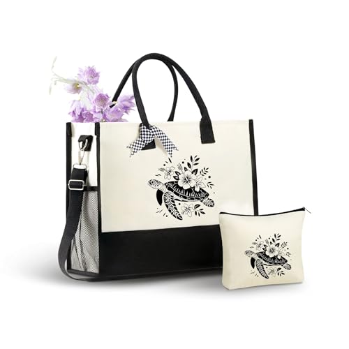 Bolsa Tote de Lona con Cierre y Correa para Mujer miniatura 1