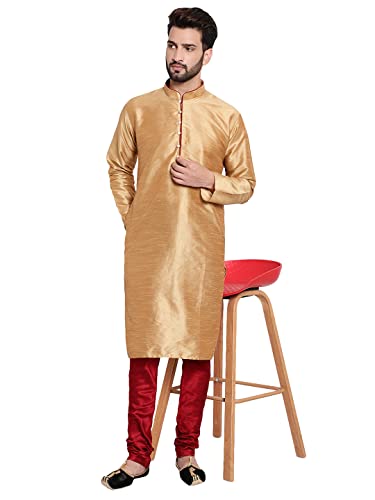 Image of HUZUR Mens Silk 6 Loop Kurta Pajama