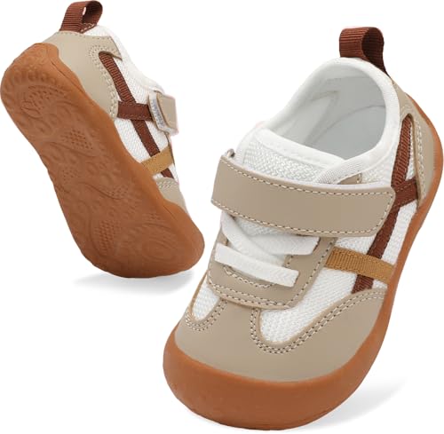 Image of Scurtain Baby Shoes Boy Girl First Walking Shoe Infant Crib Breathable Sneakers Lightweight Barefoot Shoes for Babies