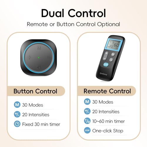 Image of Comfytemp Wireless TENS Unit Muscle Stimulator for Pain Relief with Remote | Portable Rechargeable TENS Machine 2 Sets, 30 Modes, for Back /Neck /Shoulder /Sciatica /Limbs, Gift for Women Men, Carry Case