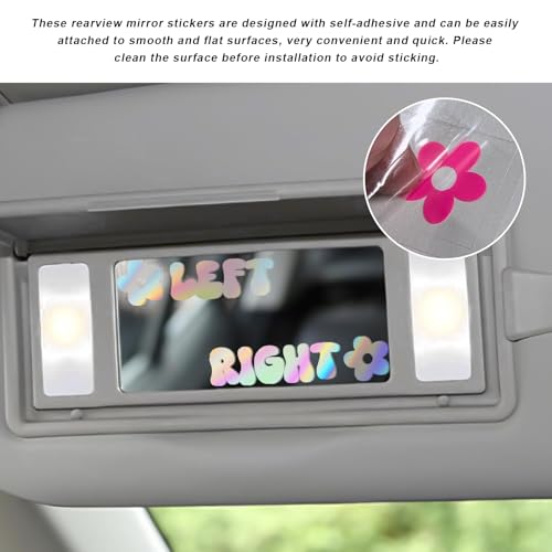 Image of Left Right Car Sticker, Beautiful Rear View Mirror Decor Waterproof Vinyl Sticker, Cute Left Right Auto Window Decal Vanity Mirror Decoration for Women Girl, Car Accessories (Colorful)