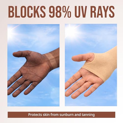 Image of UV Sun Protection Arm Sleeves for Men & Women - UPF 50+ Cooling Hand Cover for Biking, Cricket, Driving & Cycling - Tan Protection Guard
