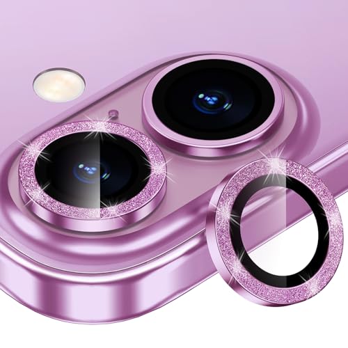Image of for iPhone 16 /16 Plus Camera Lens Protector Bling Individual Metal Glitter Ring 9H Hardness Scratchproof Protector, Stylish Phone Accessories, Case Friendly (Glitter Pink)