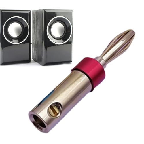 Moreeulsi スピーカーバナナプラグ、金メッキスピーカープラグ,金メッキ4mm スピーク コネクタ ワイヤ銅バナナ プラグ | 劇場や寝室などのサウンドシステムで信号損失のない安定したプラグアンドアンプラグ