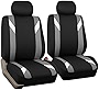 FH Group Car Seat Covers Front Set Gray Cloth - Seat Covers for Low Back Seats with Removable Headrest, Universal Fit, Automotive Seat Cover, Airbag Compatible Car Seat Cover for SUV, Sedan, Van