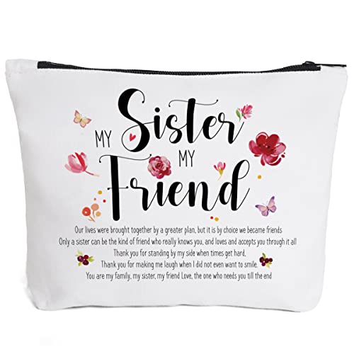 Fokongna Funny Gifts from Sisters, Sister Birthday Makeup Bag Gifts, Soul Sister Thanks Gifts Travel Makeup Bags Zipper Pouch Great Gifts for Women,Travel Toiletry Bag Accessories Organizer Gifts