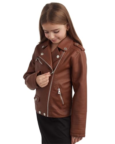 URBAN REPUBLIC Girls Leather Jacket - Faux Leather Full Zip Motorcycle Jacket - Girls Biker Outerwear Jackets (Sizes: 4-16)3