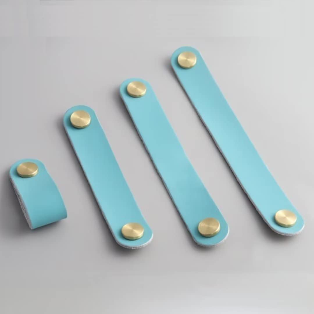 Maniglie in pelle, maniglie for mobili in Multicolor, dimensioni multiple, set di 8(Blue,Single Hole)