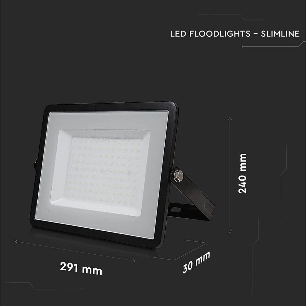 V-TAC Faro LED da Esterno 100W con Chip Samsung - [Ultima Generazione] - IP65-8200 Lumen - Proiettore LED Esterno Nero per Casa, Giardino, Garage - Impermeabile - Fari - Luce Bianca Naturale