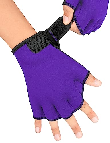 image for FitsT4 Sports Aqua Gloves Webbed Paddle Swim Gloves Fitness Water Aero