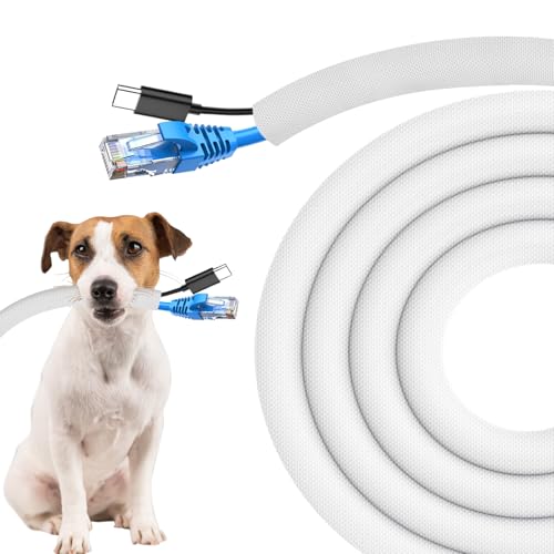 Image of Secbolt Cord Protectors from Pets No Chew, 10FT - 3 /8 Inch, White | Durable Cord Covers for Pets, Bite-Resistant Wire Protector for Cats, Dogs, Rabbits