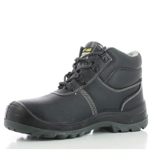 SAFETY JOGGER mit Stahlkappe Herren Leicht - S3 / S1P Arbeitsschuh für Damen, Rutschfeste Pannensichere Stahlsohle, Stoßdämpfender, Wasser- und Ölabweisender Sicherheitsstiefel, 45 EU Bestboy Schwarz