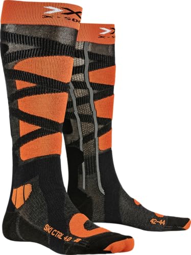 X-Socks Ski Control 4.0, Calze Invernali da Sci Unisex – Adulto, Anthracite Melange/X-Orange, 35/38