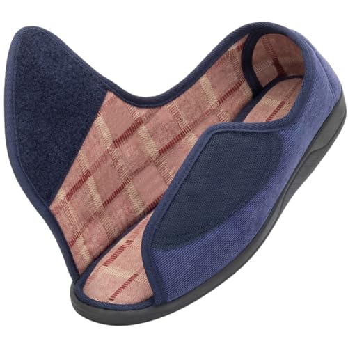 Image of Open Toe Diabetic Slippers for Men Extra Wide Width, Memory Foam Open Toe House Shoes Non Slip - For Seniors Arthritis Swollen Feet