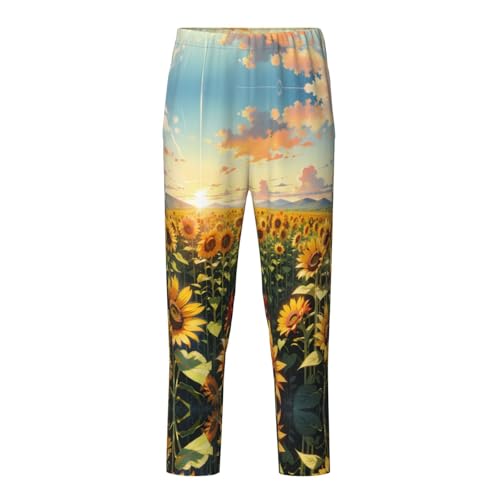 Pajama Pants Pajama Bottoms with Elastic Waistband Sleepwear Lounge Pants, Sunny Sunflowers Fields