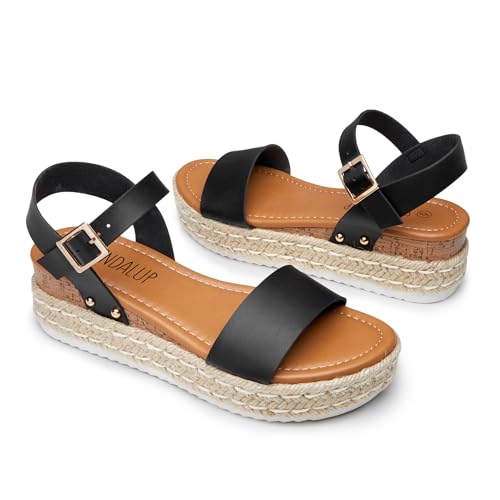 SANDALUP Women's Espadrilles Platform Wedge Sandals - Open Toe, Ankle Strap, Synthetic Sole, Adjustable Buckle4