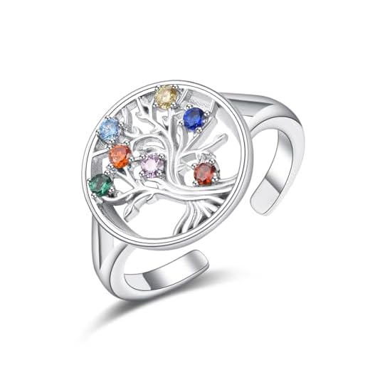 KINGWHYTE Anillos de árbol de la vida de chakras de plata de ley 925 con árbol genealógico, anillos ajustables, regalos de cumpleaños para mujeres, madre, amiga, novia y niña, desconocido