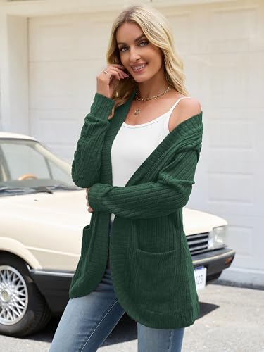 Image of Heymoments Women's Long Sleeve Open Front Cardigan Casual Lightweight Swearter Ladies Loose Knit Outwear Coats with Pockets
