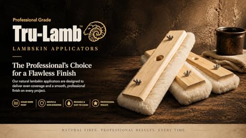 Image of Tru-Lamb 10 inch Lambskin Floor Applicators (3-Pack) - 100% Natural Lambswool Applicator for Polyurethane, Stain, Wax & Floor Finish - Professional Lint-Free Applicator for Hardwood Floors