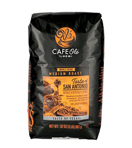 heb H‑E‑B Cafe Ole Whole Bean San antonio Medium Roast Coffee 2lb bag, Black