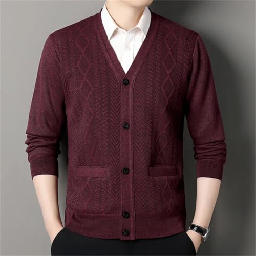 Men's Slim V-Neck Cardigan Sweater Soft Merino Wool Blend Button-Up Knit Sweater Winter Autumn Versatile Knit Outwear4