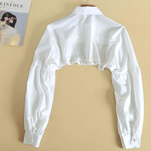 GRAJTCIN Women's Detachable Dickey Collar Long Sleeves Lace Blouse Fake Collar Half Shirt4
