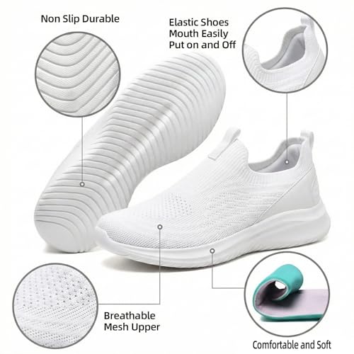 Image of TIOSEBON Women's Walking Tennis Shoes Knit Comfortable Slip on Breathable Mesh Lightweight Sneaker