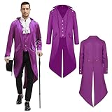 NFAUEIK Steampunk Jacket Men Renaissance Tailcoat stand Collar Coat Halloween Costumes for Mens (Purple, L)