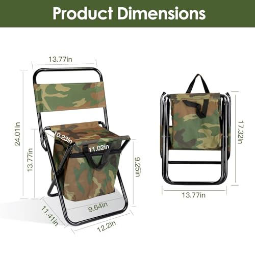 Image of Evona Folding Camping Chair with Cooler Bag & Backrest | Portable Outdoor Chair for Picnic, Travel, Beach & Fishing | Heavy Duty Iron Frame | Foldable Lightweight Chair with Storage & Pocket