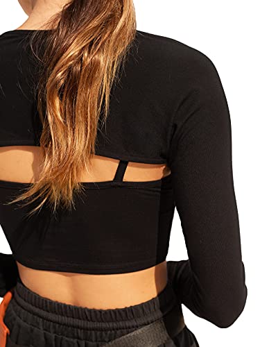 Image of Verdusa Women's Long Sleeve Open Front Bolero Shrug Crop Top Cardigan