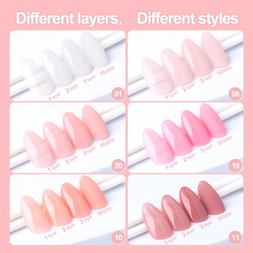 Kit de Esmaltes de Gel Nude Milky White Pink 6 Colores 10ML miniatura 2