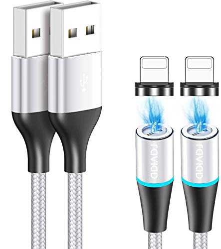 Magnetic Phone Charger Cable, RAVIAD [2Pack 2M] Magnetic Charging Cable Nylon Braided Fast Charger and Data Sync Cord for Phone 11 Pro/Xr/Xs/8/8 Plus/7/7 Plus/6s/6s Plus/6/6 Plus, Pad Pro/Air/Mini