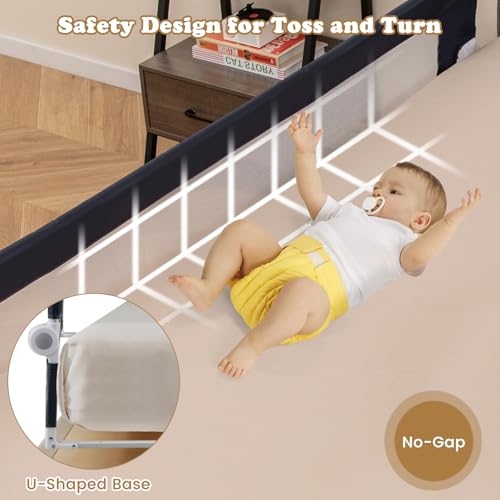 Image of BABY JOY Bed Rails for Toddlers, Extra Long, Swing Down Safety Bed Guard for Convertible Crib, Folding Baby Bedrail for Kids Twin, Double, Full Size Queen & King Mattress (71 inch, Dark Gray)