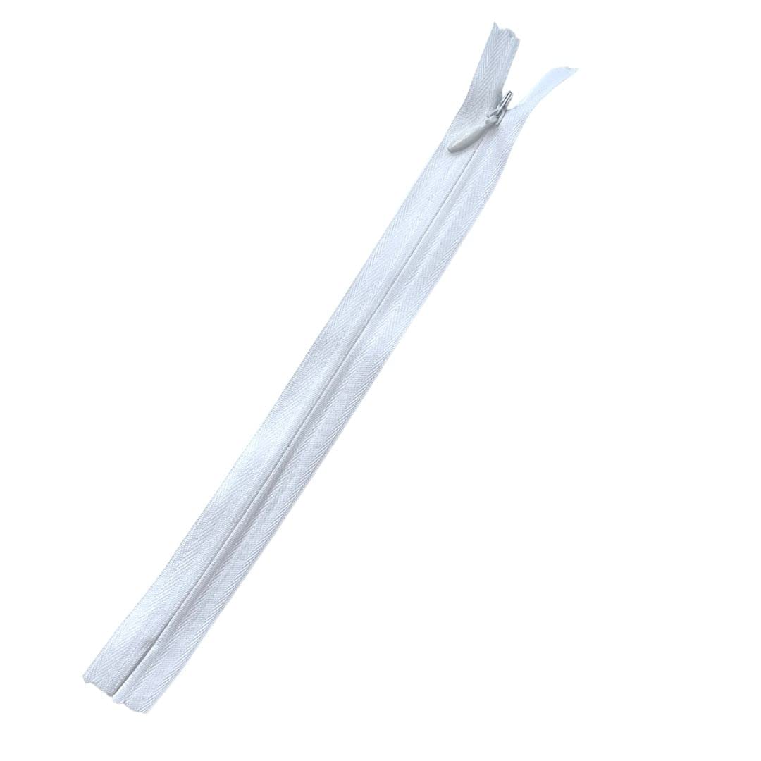 Plush Addict White 16" Invisible Zip - 41Cm Concealed Zip For Dressmaking And Skirts - Closed Ended Zipper